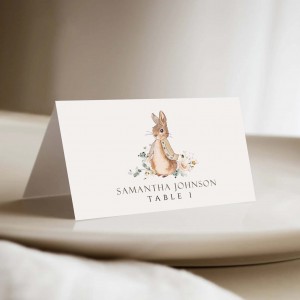 Peter Rabbit Place Card Template , Editable Baby Shower Place Cards, Gender Neutral  Cards, Folded Place Cards Flat, Templett , PR