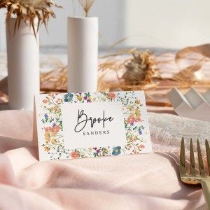 Wildflower Wedding Place Card Template, Wedding Flat and Tent Cards, 2x3.5 Garden Party Placement Cards, Editable CANVA Name Cards WFL