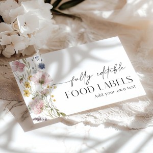 Baby Shower Food Label, Wildflower Food Labels, Editable Buffet Labels, Tent Card Food Labels, Floral Place Cards  #PWFL