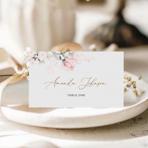 Floral Place Card Template Flat and Foldable Table Seating Card Editable Printable Name Card Canva ROSA