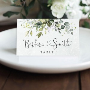 CHLOE - Place Card Template With Meal Icons, Editable Wedding Place Cards, Printable Escort Cards, Folded Place Cards Flat, Templett